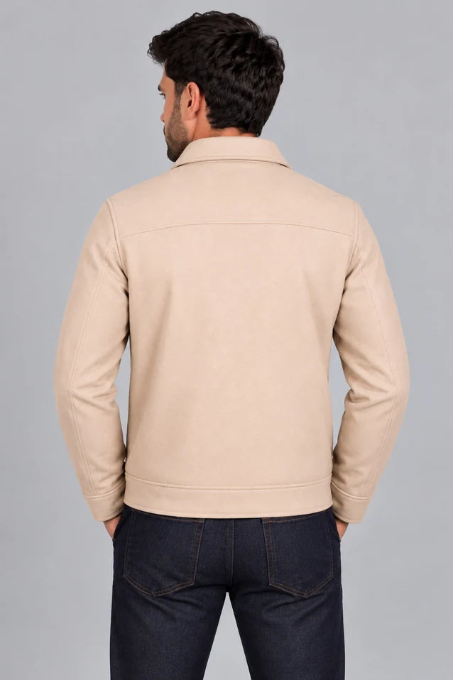 Chaqueta Santana de LSJ en color beige, vista posterior con canesú
