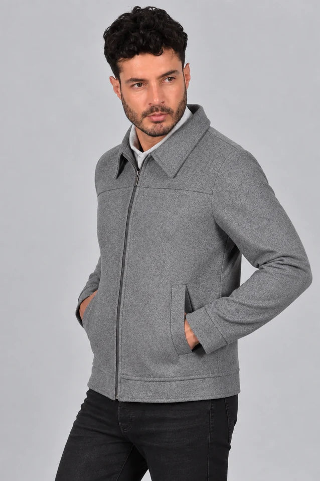 Chaqueta Santana de LSJ en color gris oscuro, vista lateral