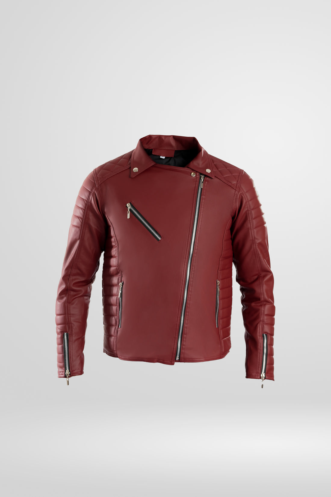 Chamarra vinotinto para hombre imagen detalla AD10 estilo rockero con paneles laterales acolchados en cuerotex. Disponible con Pago Contra Entrega, crédito ADDI y Sistecrédito en lsjsas.com