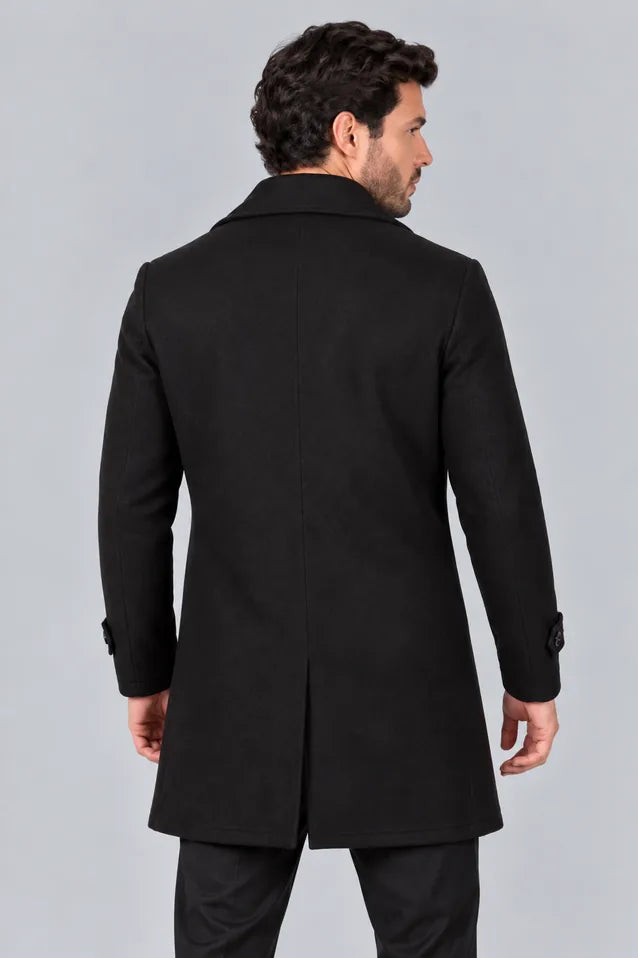 Gabán Imperial negro para hombre en paño licrado, vista posterior