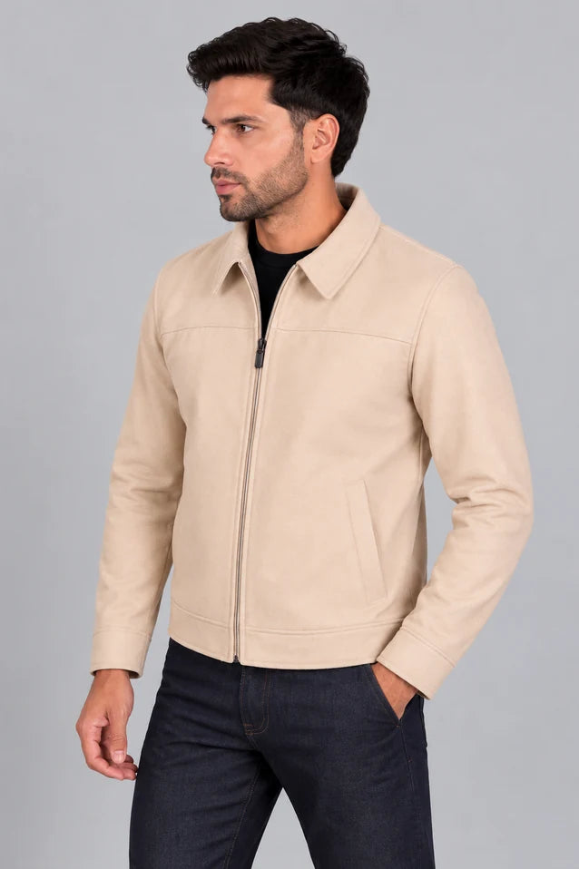 Chaqueta Santana de LSJ en color beige, vista lateral