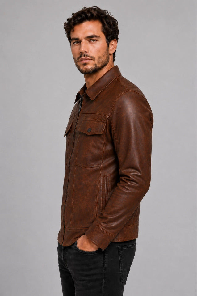 Chaqueta Camisero Texas Cuerotex Marrón vista lateral
