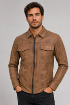 Chaqueta Camisero Texas Cuerotex tabaco vista frontal