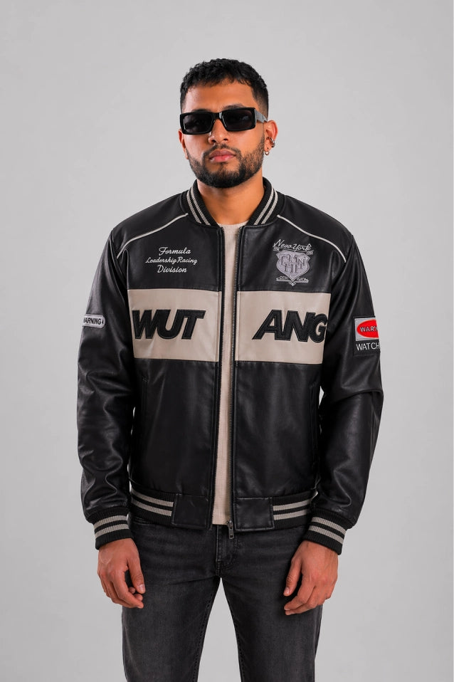 Chaqueta tipo bomber Mutang para hombre en cuerotex negra de LSJ SAS.