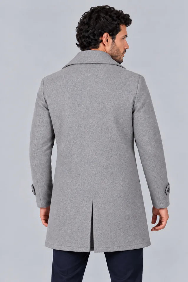 Gabán Imperial gris para hombre en paño licrado, vista posterior