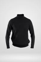 Saco de cuello tortuga para hombre modelo Liscio en color negro vista frontal, fabricado en fibra Miratex de alta durabilidad y tacto suave. Compra segura con Pago Contra Entrega y ADDI en lsjsas.com.